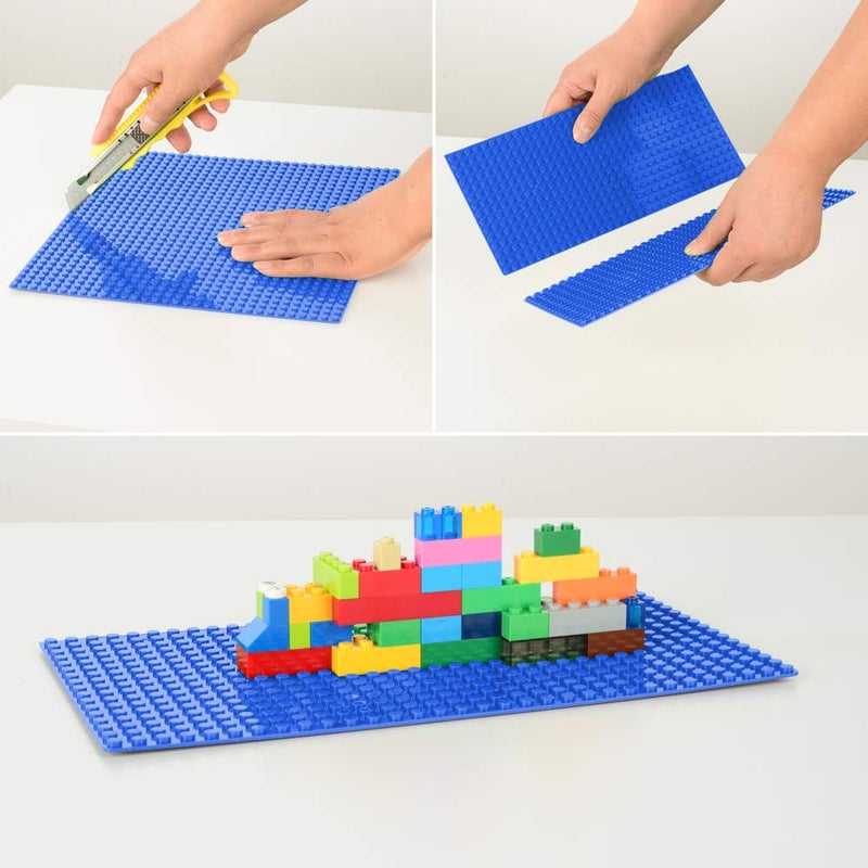 Mimax Peel-and-Stick Baseplates - Self Adhesive Building Brick Plates - Compatible with All Major Brands - 4 Pack - 10 inch x 10 inch (Blue) - Image 2